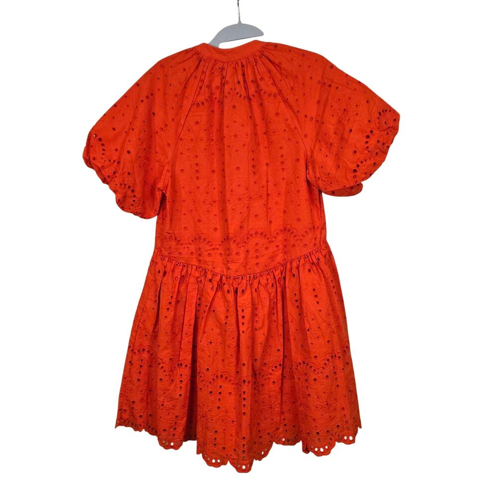 NEW NWT Women's Antonio Melani Red Orange Eyelet Button Front Dress | Size 2 - Picture 2 of 12